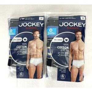 Jockey Mens Classic Low Rise Brief Size 34 100% Cotton 2 x 3-Packs